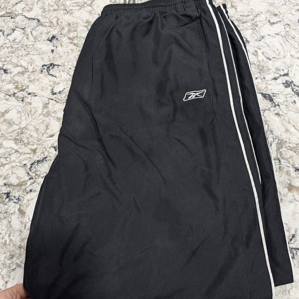 Black Athletic Track Pants with White Stripes